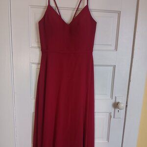 Women's Azazie Janine Dress Size 8 Burgundy Great Condition, Only Worn Once!